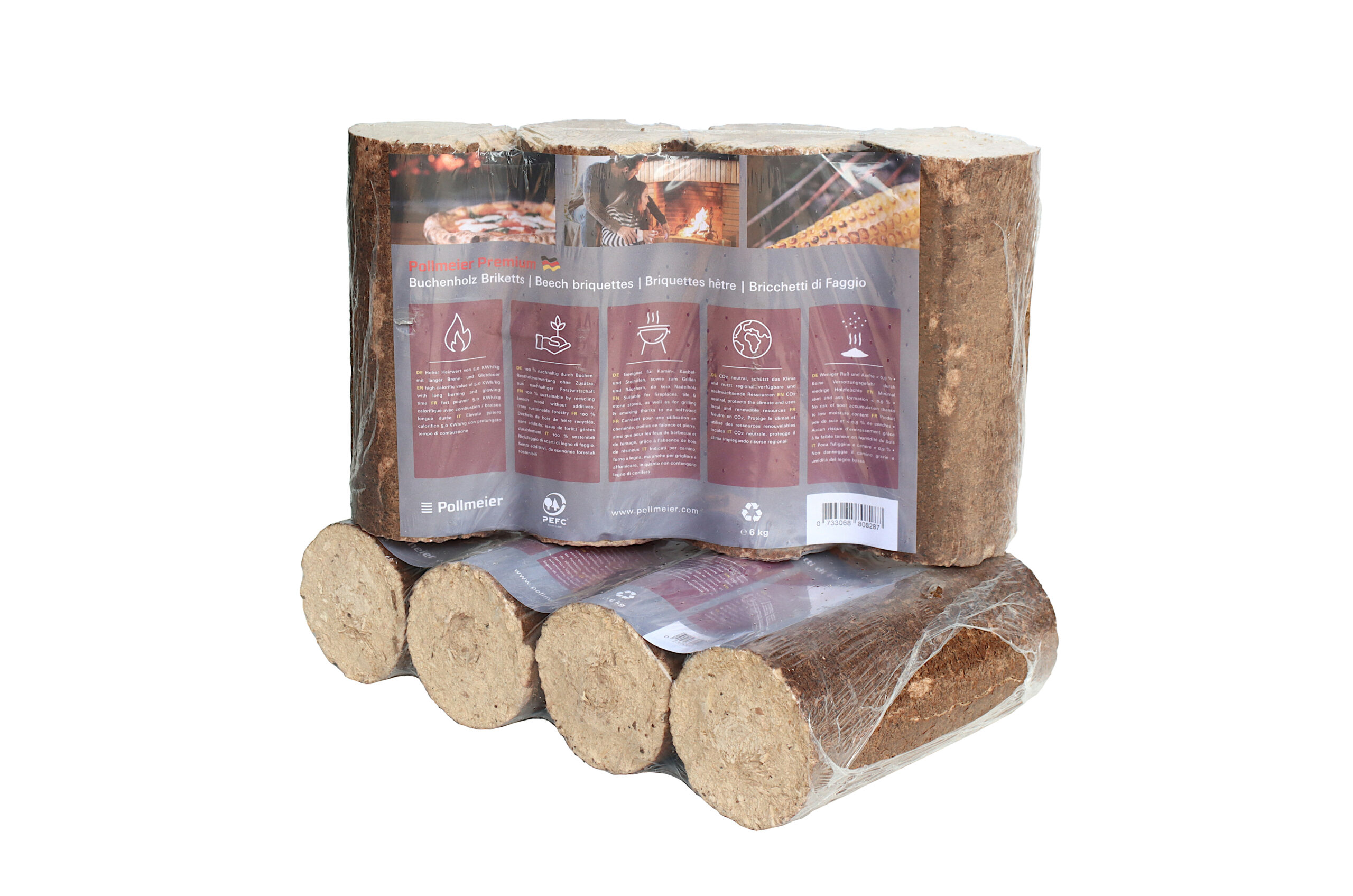 Buchenbriketts einzeln / Premium – 6 kg