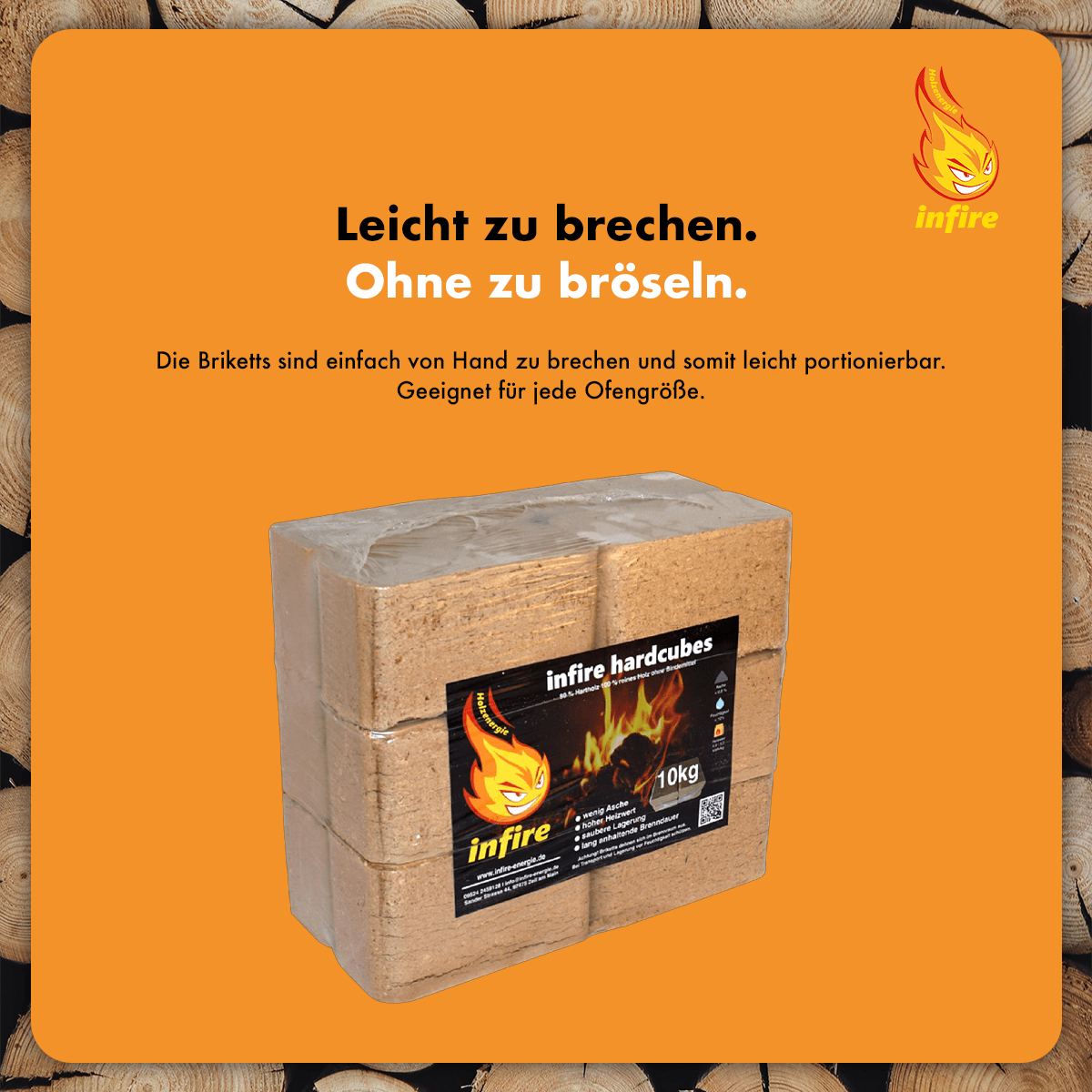 hardcubes – Mischholzbriketts – halbe Palette 500 kg – Bild 2