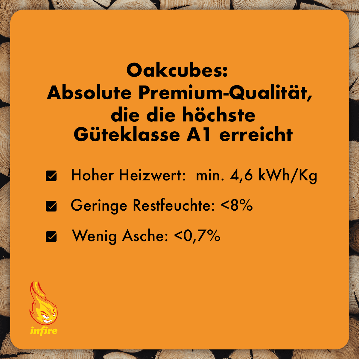 Oakcubes – Hartholzbriketts – halbe Palette 480 kg – Bild 5