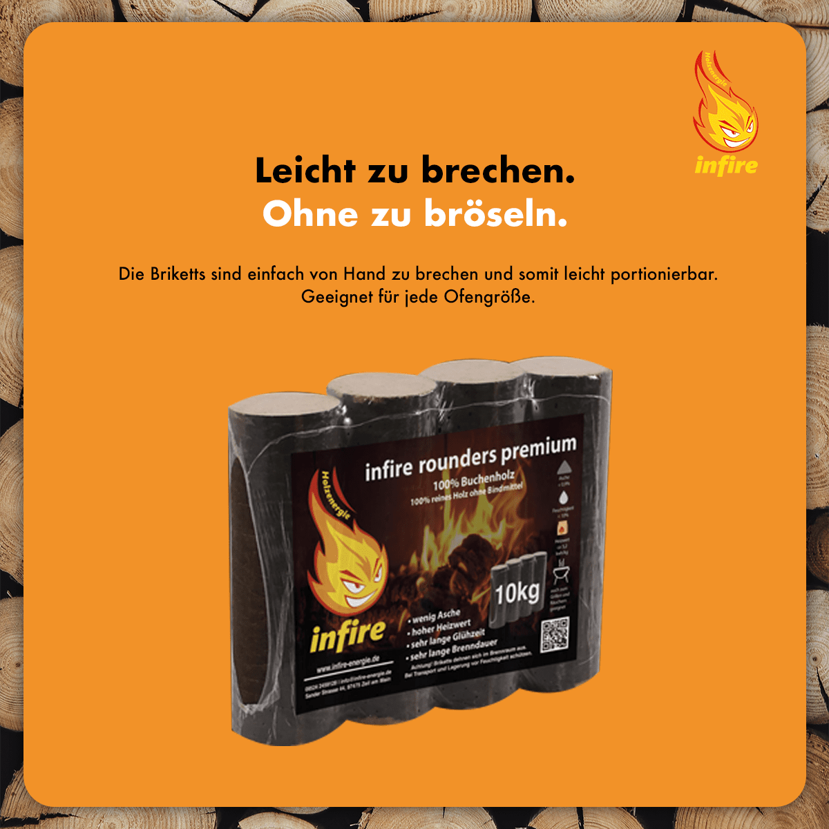 rounders premium – Hartholzbriketts – einzeln 10 kg – Bild 4