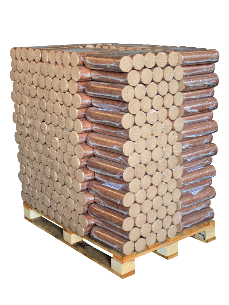 Hartholzbriketts Buche / Eiche rund in Folie – 960 kg Palette – Bild 5
