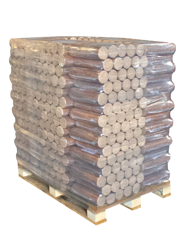 Hartholzbriketts Buche / Eiche rund in Folie – 960 kg Palette – Bild 4