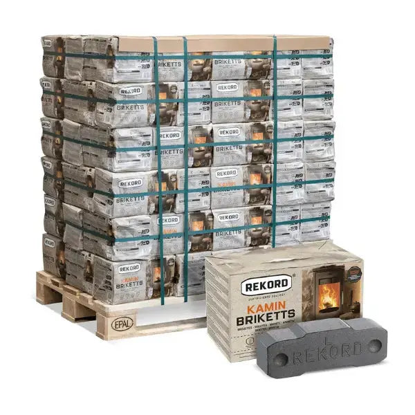 REKORD Braunkohlebriketts 900 kg Palette – Dauerbrandgeeignet